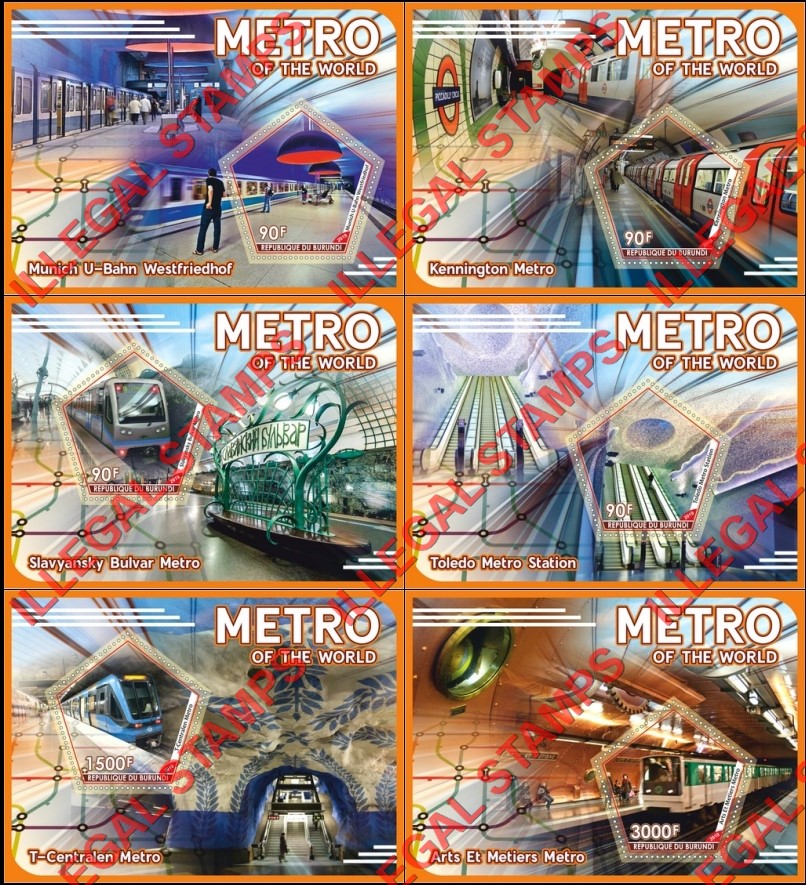 Burundi 2019 Metro of the World Counterfeit Illegal Stamp Souvenir Sheets of 1 Burundi 2019 Metro of the World Counterfeit Illegal Stamp Souvenir Sheets of 1