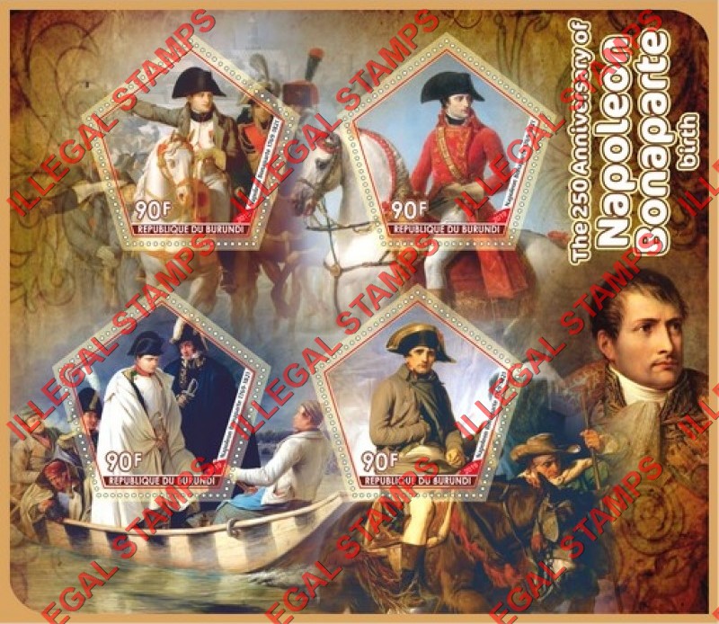 Burundi 2019 Napoleon Bonaparte Counterfeit Illegal Stamp Souvenir Sheet of 4 Burundi 2019 Napoleon Bonaparte Counterfeit Illegal Stamp Souvenir Sheet of 4