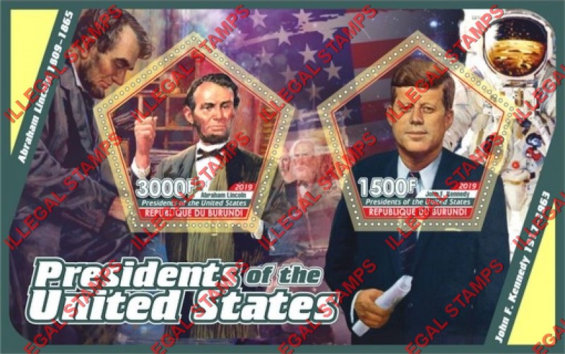 Burundi 2019 Presidents of the United States Counterfeit Illegal Stamp Souvenir Sheet of 2 Burundi 2019 Presidents of the United States Counterfeit Illegal Stamp Souvenir Sheet of 2