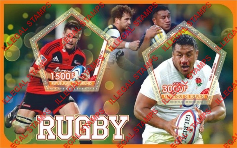 Burundi 2019 Rugby Players Counterfeit Illegal Stamp Souvenir Sheet of 2 Burundi 2019 Rugby Players Counterfeit Illegal Stamp Souvenir Sheet of 2