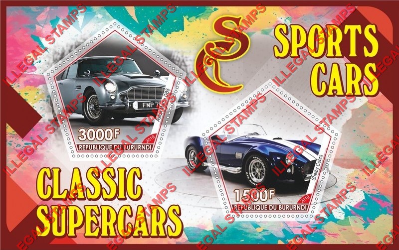 Burundi 2019 Sports Cars Classic Supercars Counterfeit Illegal Stamp Souvenir Sheet of 2 Burundi 2019 Sports Cars Classic Supercars Counterfeit Illegal Stamp Souvenir Sheet of 2