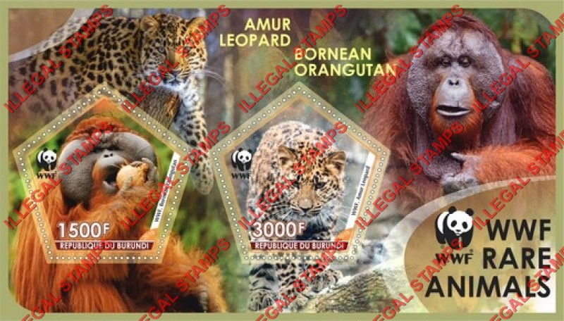 Burundi 2019 WWF World Wildlife Fund Rare Animals Counterfeit Illegal Stamp Souvenir Sheet of 2 Burundi 2019 WWF World Wildlife Fund Rare Animals Counterfeit Illegal Stamp Souvenir Sheet of 2