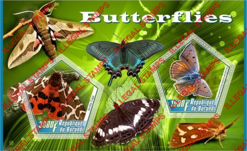 Burundi 2020 Butterflies (different a) Counterfeit Illegal Stamp Souvenir Sheet of 2 Burundi 2020 Butterflies (different a) Counterfeit Illegal Stamp Souvenir Sheet of 2