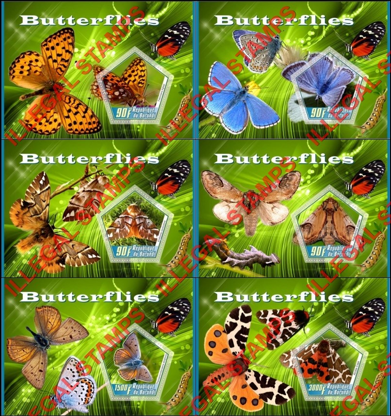 Burundi 2020 Butterflies (different a) Counterfeit Illegal Stamp Souvenir Sheets of 1 Burundi 2020 Butterflies (different a) Counterfeit Illegal Stamp Souvenir Sheets of 1