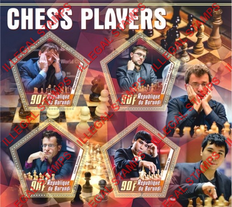 Burundi 2020 Chess Players Counterfeit Illegal Stamp Souvenir Sheet of 4 Burundi 2020 Chess Players Counterfeit Illegal Stamp Souvenir Sheet of 4