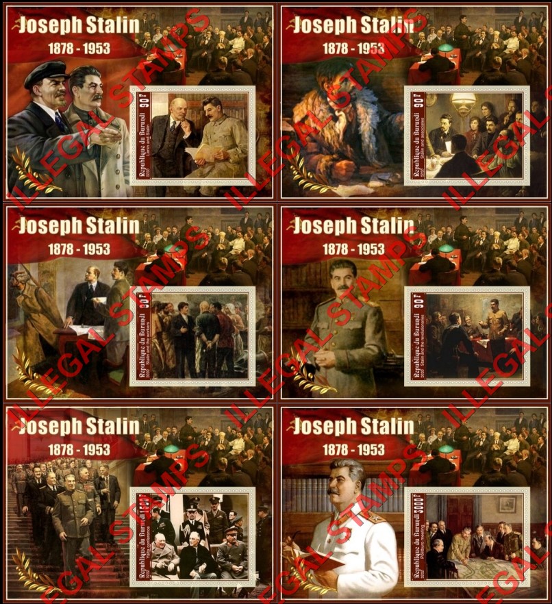 Burundi 2020 Joseph Stalin (different) Counterfeit Illegal Stamp Souvenir Sheets of 1 Burundi 2020 Joseph Stalin (different) Counterfeit Illegal Stamp Souvenir Sheets of 1