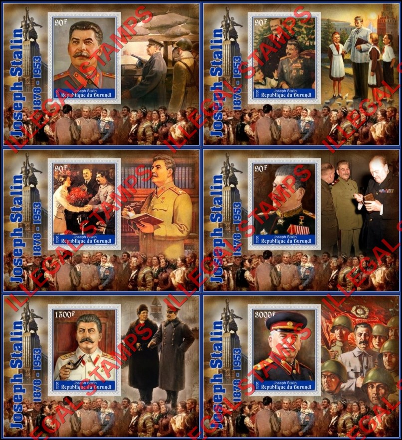 Burundi 2020 Joseph Stalin Counterfeit Illegal Stamp Souvenir Sheets of 1 Burundi 2020 Joseph Stalin Counterfeit Illegal Stamp Souvenir Sheets of 1