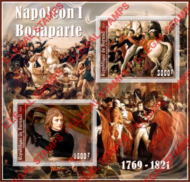 Burundi 2020 Napoleon Bonaparte (different) Counterfeit Illegal Stamp Souvenir Sheet of 2 Burundi 2020 Napoleon Bonaparte (different) Counterfeit Illegal Stamp Souvenir Sheet of 2