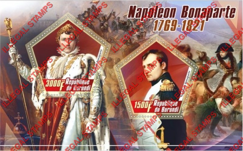 Burundi 2020 Napoleon Bonaparte Counterfeit Illegal Stamp Souvenir Sheet of 2 Burundi 2020 Napoleon Bonaparte Counterfeit Illegal Stamp Souvenir Sheet of 2