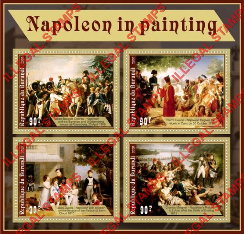 Burundi 2020 Napoleon in Painting Counterfeit Illegal Stamp Souvenir Sheet of 4 Burundi 2020 Napoleon in Painting Counterfeit Illegal Stamp Souvenir Sheet of 4