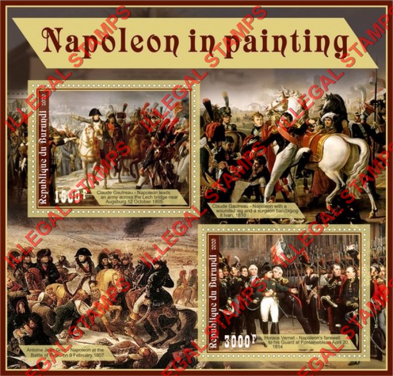 Burundi 2020 Napoleon in Painting Counterfeit Illegal Stamp Souvenir Sheet of 2 Burundi 2020 Napoleon in Painting Counterfeit Illegal Stamp Souvenir Sheet of 2