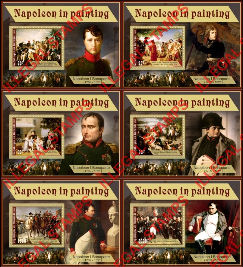 Burundi 2020 Napoleon in Painting Counterfeit Illegal Stamp Souvenir Sheets of 1 Burundi 2020 Napoleon in Painting Counterfeit Illegal Stamp Souvenir Sheets of 1