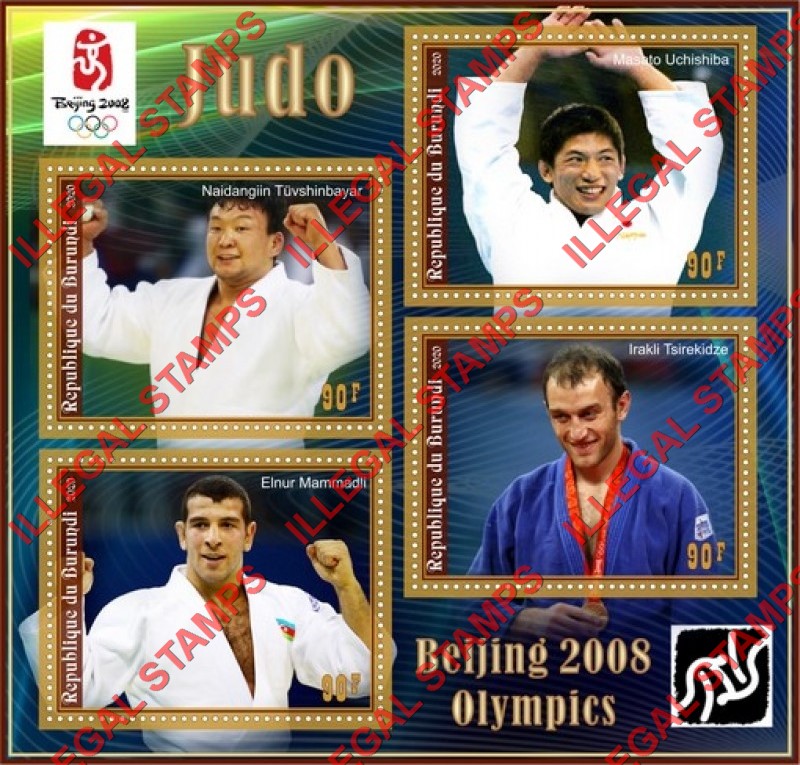 Burundi 2020 Olympic Games in Beijing in 2008 Judo Counterfeit Illegal Stamp Souvenir Sheet of 4 Burundi 2020 Olympic Games in Beijing in 2008 Judo Counterfeit Illegal Stamp Souvenir Sheet of 4