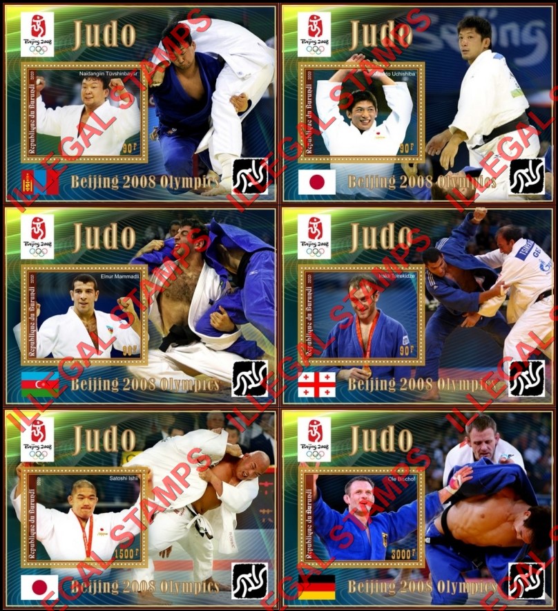 Burundi 2020 Olympic Games in Beijing in 2008 Judo Counterfeit Illegal Stamp Souvenir Sheets of 1 Burundi 2020 Olympic Games in Beijing in 2008 Judo Counterfeit Illegal Stamp Souvenir Sheets of 1