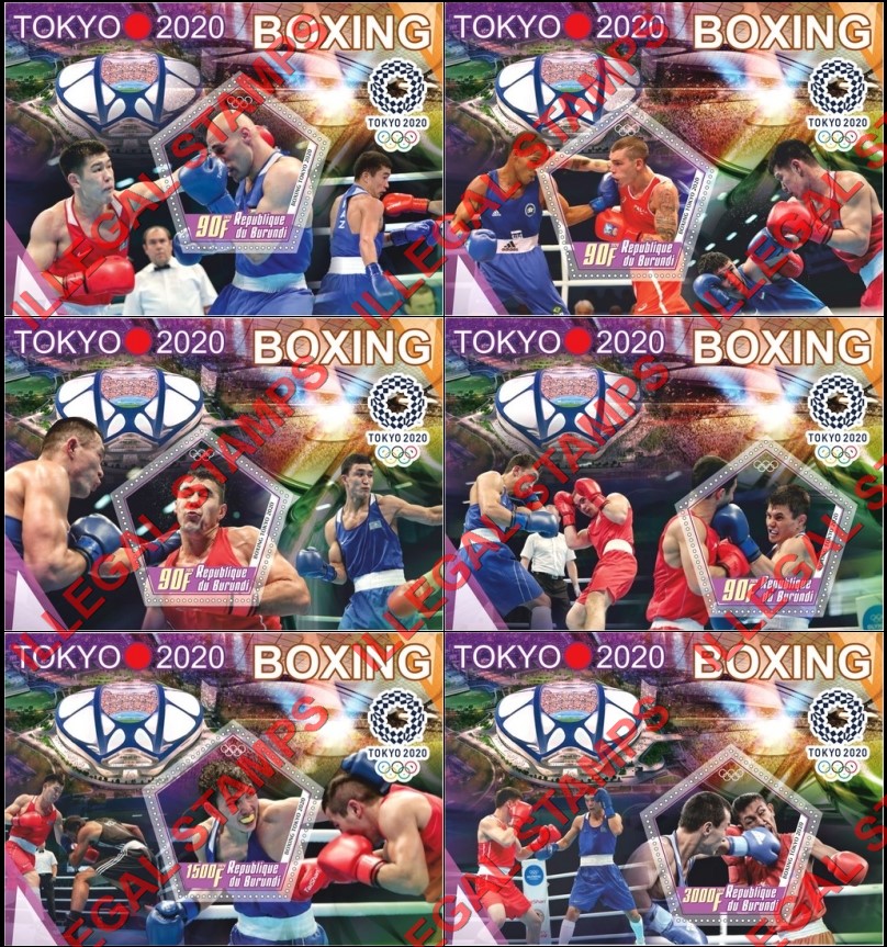 Burundi 2020 Olympic Games in Tokyo in 2020 Boxing Counterfeit Illegal Stamp Souvenir Sheets of 1 Burundi 2020 Olympic Games in Tokyo in 2020 Boxing Counterfeit Illegal Stamp Souvenir Sheets of 1