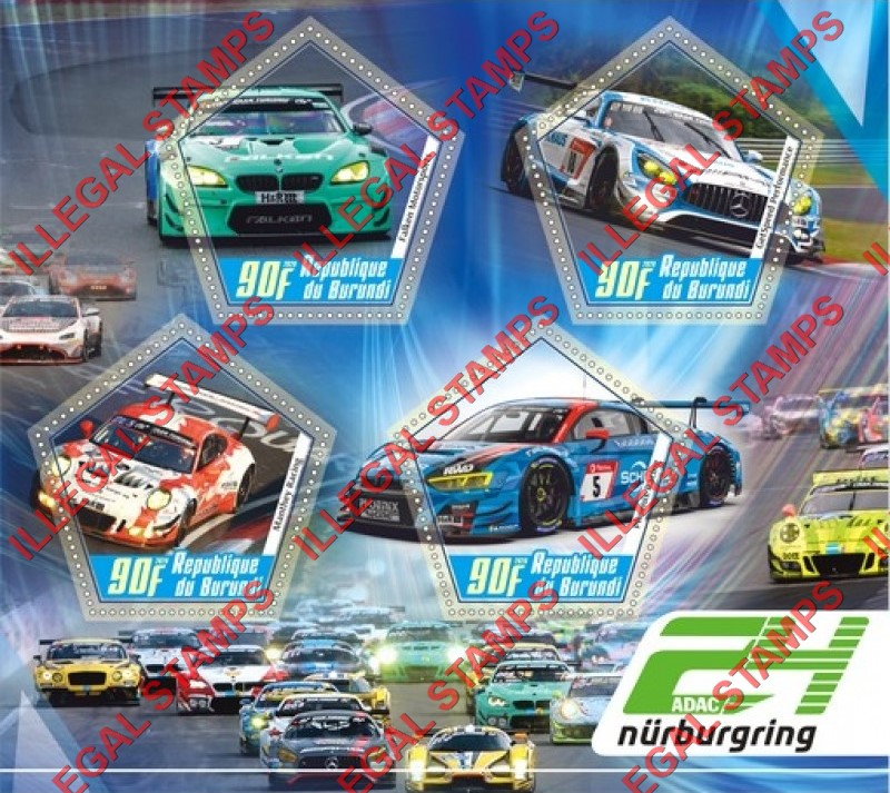 Burundi 2020 Racing Cars 24 Hours Nurburgring Counterfeit Illegal Stamp Souvenir Sheet of 4 Burundi 2020 Racing Cars 24 Hours Nurburgring Counterfeit Illegal Stamp Souvenir Sheet of 4
