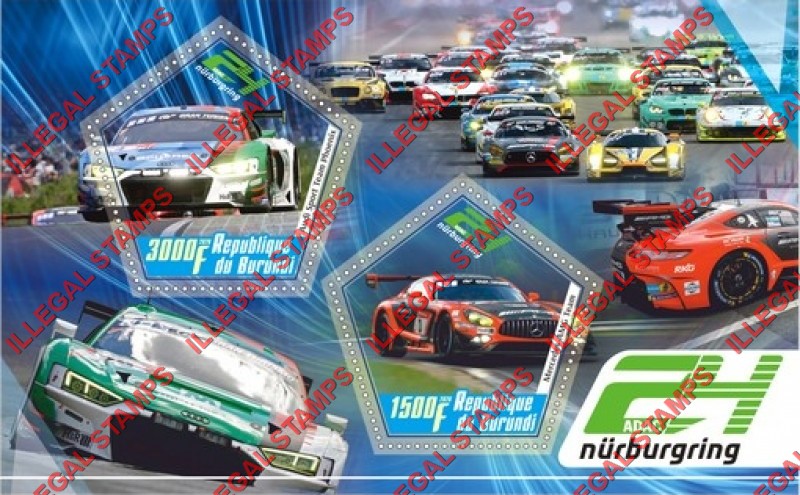 Burundi 2020 Racing Cars 24 Hours Nurburgring Counterfeit Illegal Stamp Souvenir Sheet of 2 Burundi 2020 Racing Cars 24 Hours Nurburgring Counterfeit Illegal Stamp Souvenir Sheet of 2