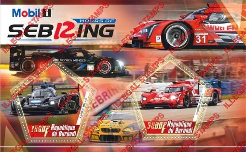 Burundi 2020 Racing Cars Hours of Sebring Counterfeit Illegal Stamp Souvenir Sheet of 2 Burundi 2020 Racing Cars Hours of Sebring Counterfeit Illegal Stamp Souvenir Sheet of 2