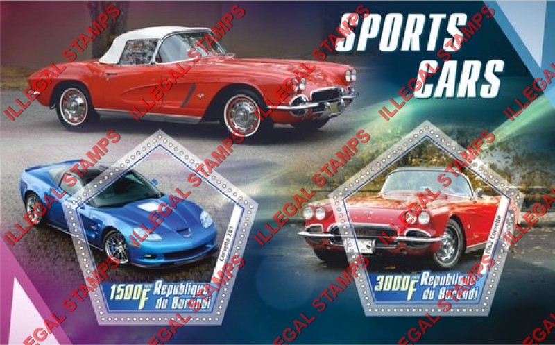 Burundi 2020 Sports Cars Counterfeit Illegal Stamp Souvenir Sheet of 2 Burundi 2020 Sports Cars Counterfeit Illegal Stamp Souvenir Sheet of 2