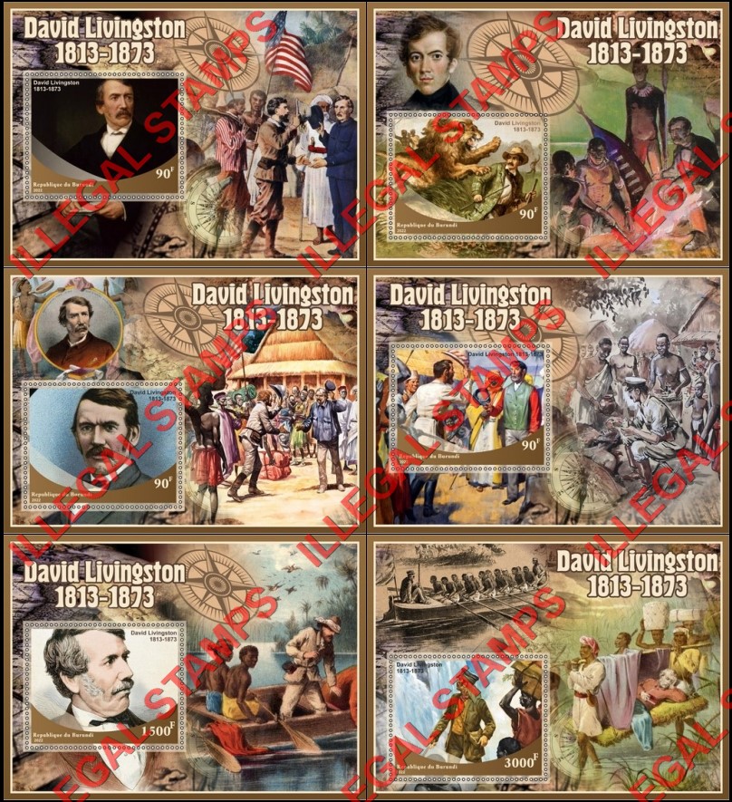 Burundi 2022 David Livingston Counterfeit Illegal Stamp Souvenir Sheets of 1 Burundi 2022 David Livingston Counterfeit Illegal Stamp Souvenir Sheets of 1