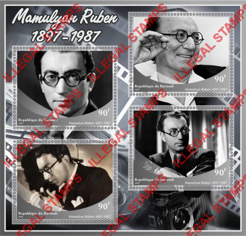 Burundi 2022 Rouben Mamulyan Filmmaker Counterfeit Illegal Stamp Souvenir Sheet of 4 Burundi 2022 Rouben Mamulyan Filmmaker Counterfeit Illegal Stamp Souvenir Sheet of 4
