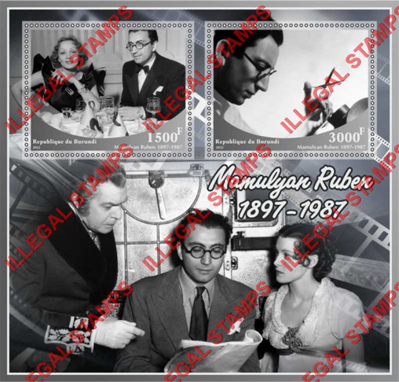 Burundi 2022 Rouben Mamulyan Filmmaker Counterfeit Illegal Stamp Souvenir Sheet of 2 Burundi 2022 Rouben Mamulyan Filmmaker Counterfeit Illegal Stamp Souvenir Sheet of 2