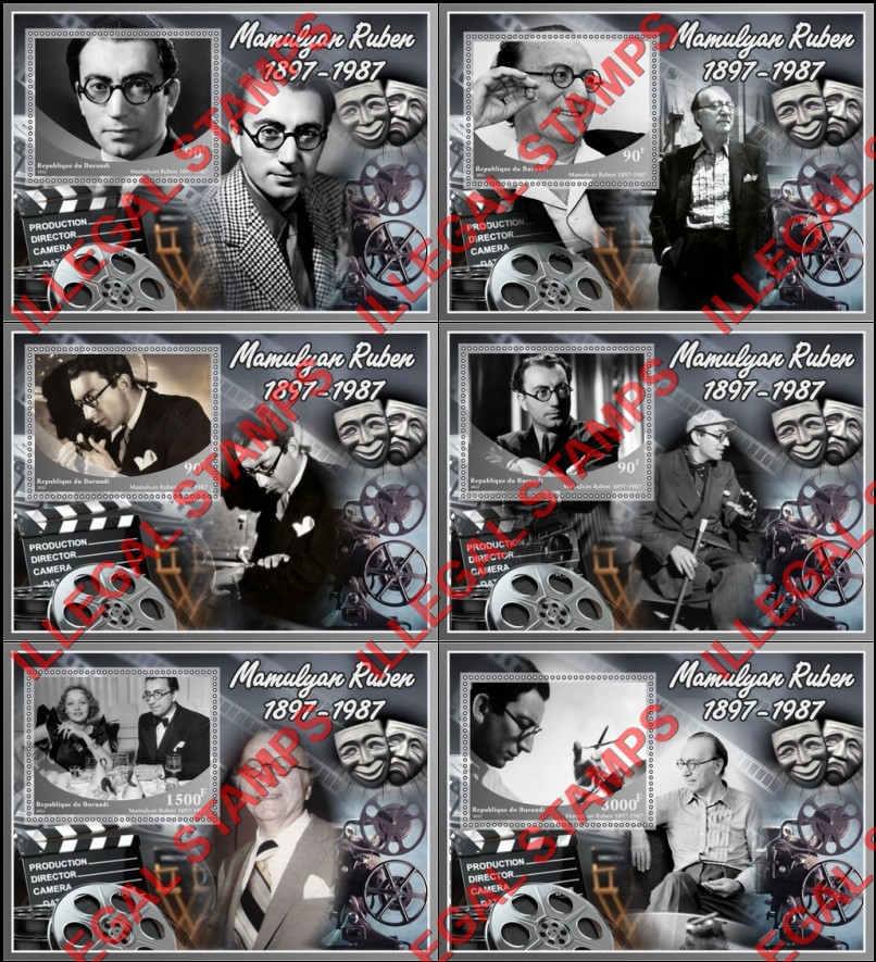 Burundi 2022 Rouben Mamulyan Filmmaker Counterfeit Illegal Stamp Souvenir Sheets of 1 Burundi 2022 Rouben Mamulyan Filmmaker Counterfeit Illegal Stamp Souvenir Sheets of 1