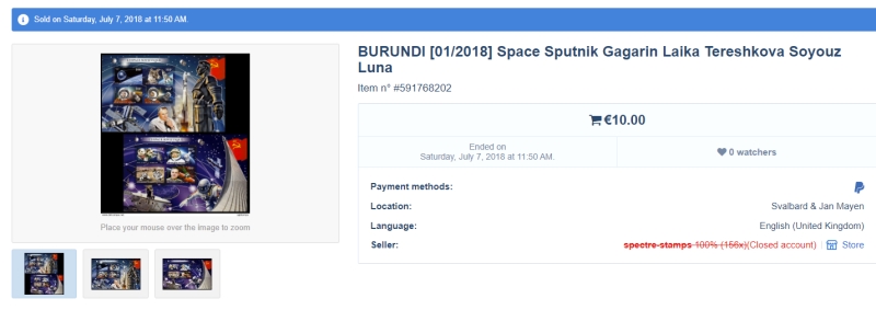 Example of spectre-stamps sales of counterfeit Burundi souvenir sheets on Delcampe Example of spectre-stamps sales of counterfeit Burundi souvenir sheets on Delcampe