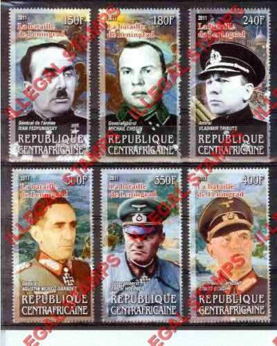Central African Republic 2011 Battle of Leningrad Illegal Stamp Set of 6 Central African Republic 2011 Battle of Leningrad Illegal Stamp Set of 6