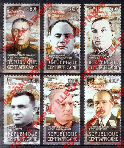 Central African Republic 2011 Battle of Moscow Illegal Stamp Set of 6 Central African Republic 2011 Battle of Moscow Illegal Stamp Set of 6