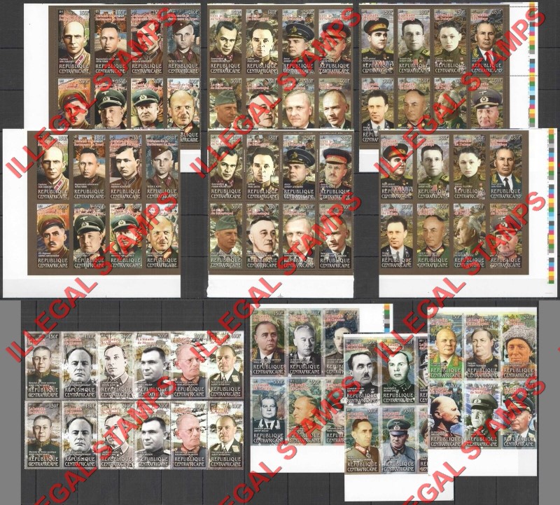 Central African Republic 2011 Battles and Leaders Illegal Stamp sets sold by mapka666 Central African Republic 2011 Battles and Leaders Illegal Stamp sets sold by mapka666