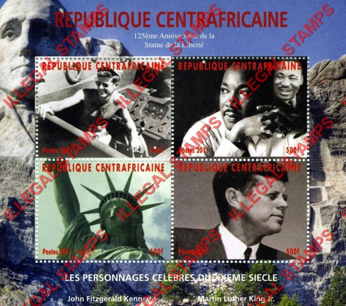 Central African Republic 2011 Celebrites of the 20th Century Illegal Stamp Souvenir Sheet of 4 Central African Republic 2011 Celebrites of the 20th Century Illegal Stamp Souvenir Sheet of 4