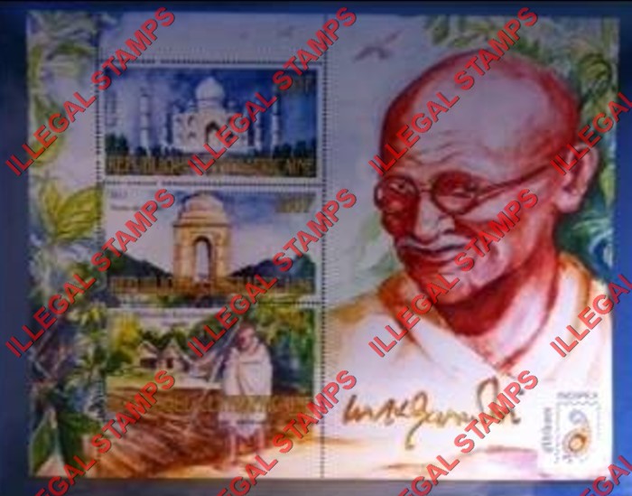 Central African Republic 2011 Gandhi Illegal Stamp Souvenir Sheet of 3 Central African Republic 2011 Gandhi Illegal Stamp Souvenir Sheet of 3