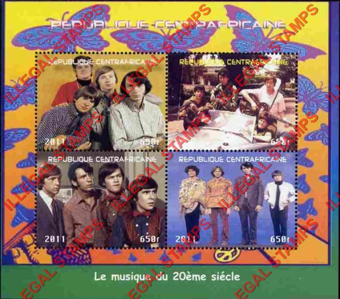 Central African Republic 2011 The Monkeys Illegal Stamp Souvenir Sheet of 4 Central African Republic 2011 The Monkeys Illegal Stamp Souvenir Sheet of 4