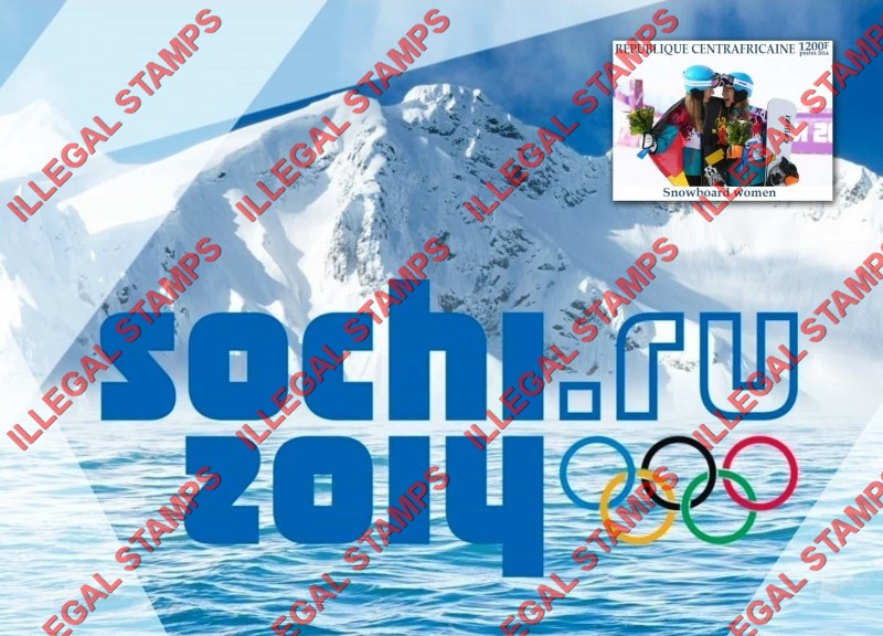 Central African Republic 2014 Olympic Games in Sochi Illegal Stamp Souvenir Sheet of 1 Central African Republic 2014 Olympic Games in Sochi Illegal Stamp Souvenir Sheet of 1