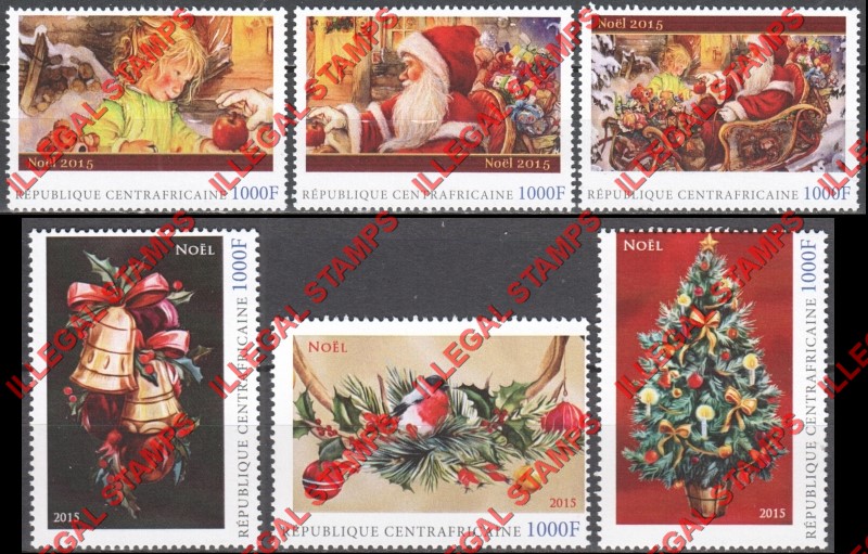 Central African Republic 2015 Christmas Illegal Single Stamp Sets of 3 Central African Republic 2015 Christmas Illegal Single Stamp Sets of 3