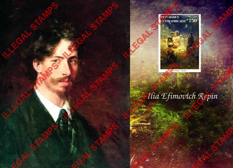 Central African Republic 2015 Paintings by Ilia Efimovich Repin Illegal Stamp Souvenir Sheet of 2 Central African Republic 2015 Paintings by Ilia Efimovich Repin Illegal Stamp Souvenir Sheet of 2