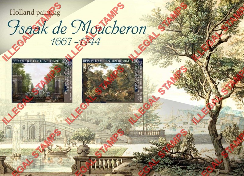 Central African Republic 2015 Paintings by Isaak de Moucheron Illegal Stamp Souvenir Sheet of 2 Central African Republic 2015 Paintings by Isaak de Moucheron Illegal Stamp Souvenir Sheet of 2