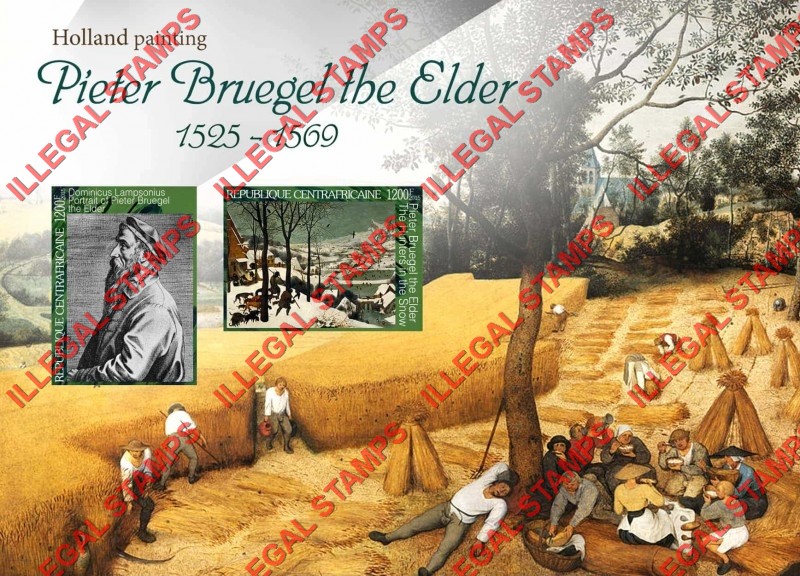 Central African Republic 2015 Paintings by Pieter Bruegel the Elder Illegal Stamp Souvenir Sheet of 2 Central African Republic 2015 Paintings by Pieter Bruegel the Elder Illegal Stamp Souvenir Sheet of 2