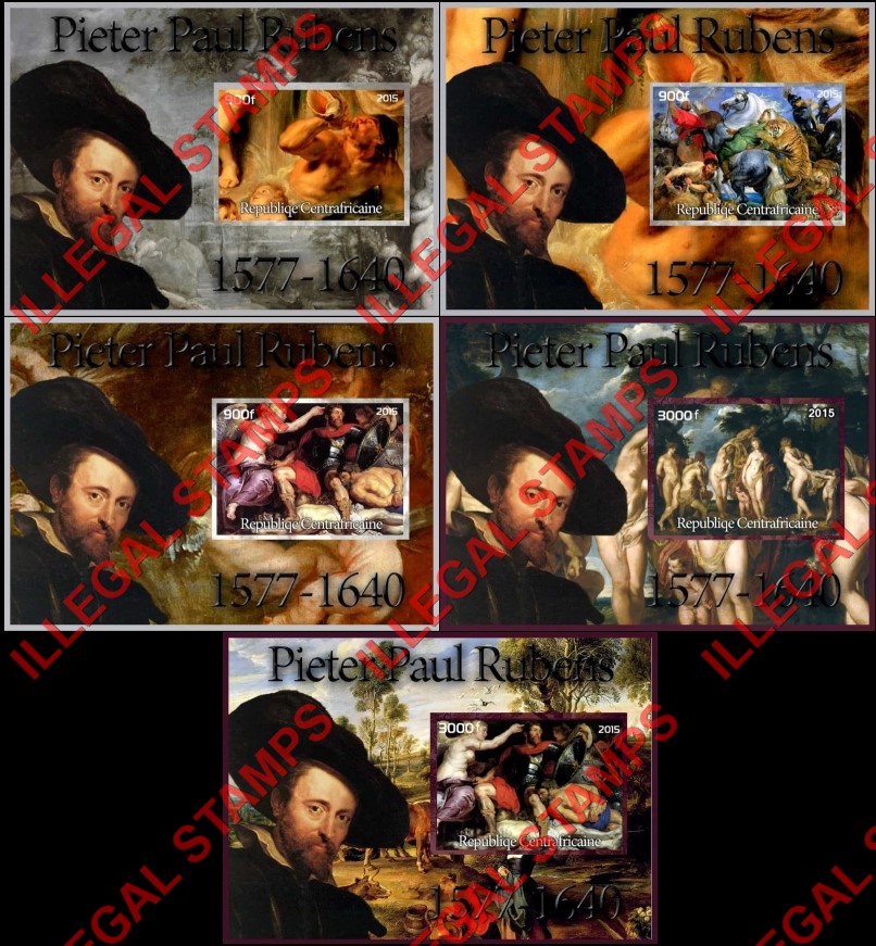 Central African Republic 2015 Paintings by Pieter Paul Rubens Illegal Stamp Souvenir Sheets of 1 Central African Republic 2015 Paintings by Pieter Paul Rubens Illegal Stamp Souvenir Sheets of 1