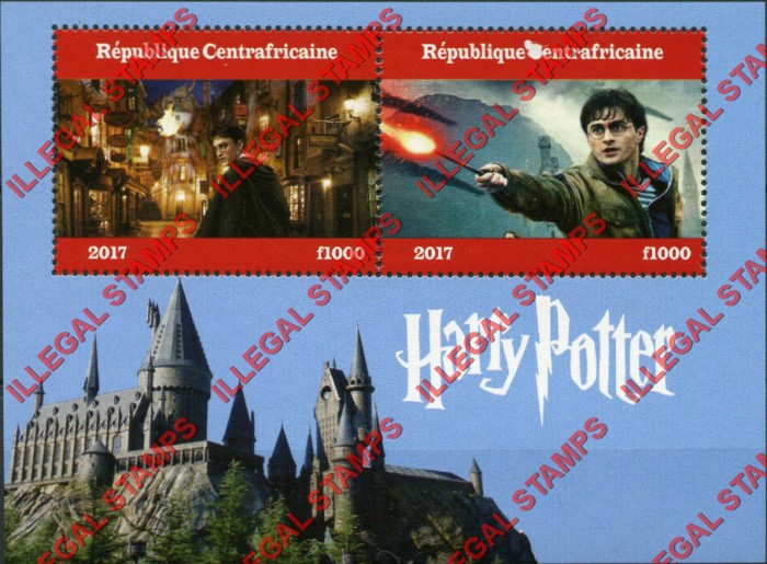 Central African Republic 2017 Harry Potter Illegal Stamp Souvenir Sheet of 2 (Sheet 1) Central African Republic 2017 Harry Potter Illegal Stamp Souvenir Sheet of 2 (Sheet 1)