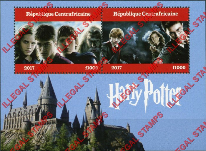 Central African Republic 2017 Harry Potter Illegal Stamp Souvenir Sheet of 2 (Sheet 2) Central African Republic 2017 Harry Potter Illegal Stamp Souvenir Sheet of 2 (Sheet 2)