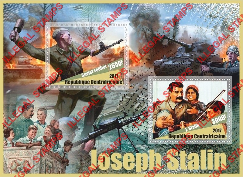Central African Republic 2017 Joseph Stalin Illegal Stamp Souvenir Sheet of 2 Central African Republic 2017 Joseph Stalin Illegal Stamp Souvenir Sheet of 2