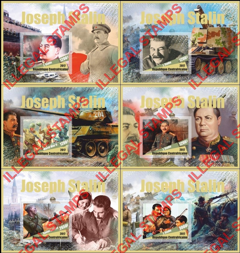 Central African Republic 2017 Joseph Stalin Illegal Stamp Souvenir Sheets of 1 Central African Republic 2017 Joseph Stalin Illegal Stamp Souvenir Sheets of 1