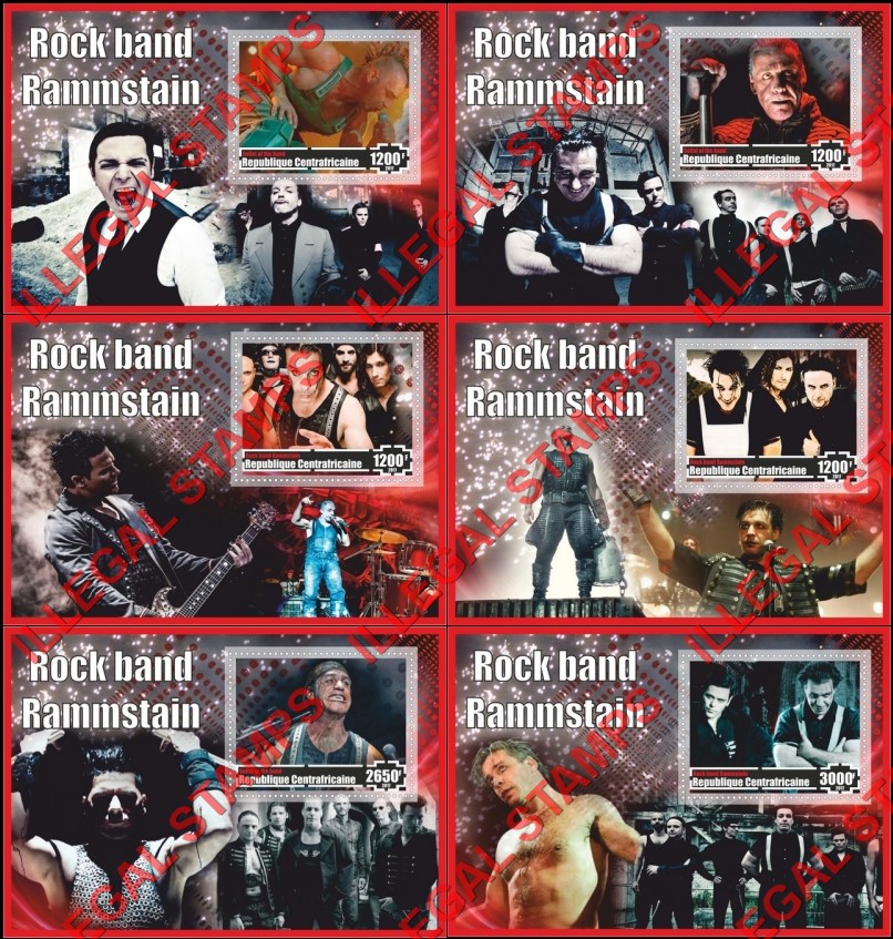 Central African Republic 2017 Rammstain Rock Band Illegal Stamp Souvenir Sheets of 1 Central African Republic 2017 Rammstain Rock Band Illegal Stamp Souvenir Sheets of 1