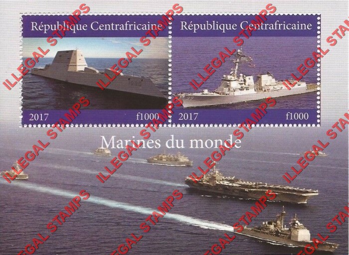 Central African Republic 2017 Ships World Naval Illegal Stamp Souvenir Sheet of 2 (Sheet 2) Central African Republic 2017 Ships World Naval Illegal Stamp Souvenir Sheet of 2 (Sheet 2)