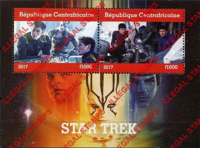 Central African Republic 2017 Star Trek Illegal Stamp Souvenir Sheet of 2 Central African Republic 2017 Star Trek Illegal Stamp Souvenir Sheet of 2