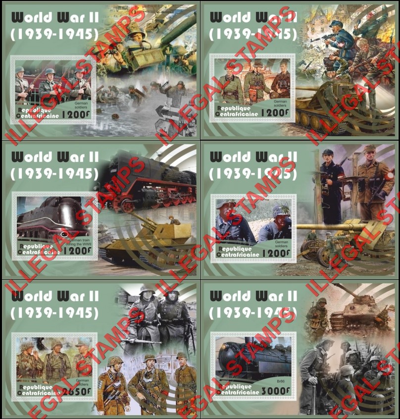 Central African Republic 2017 World War II German Soldiers Illegal Stamp Souvenir Sheets of 1 Central African Republic 2017 World War II German Soldiers Illegal Stamp Souvenir Sheets of 1