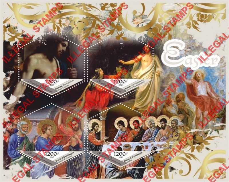 Central African Republic 2018 Easter Paintings Illegal Stamp Souvenir Sheet of 4 Central African Republic 2018 Easter Paintings Illegal Stamp Souvenir Sheet of 4