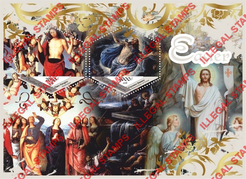 Central African Republic 2018 Easter Paintings Illegal Stamp Souvenir Sheet of 2 Central African Republic 2018 Easter Paintings Illegal Stamp Souvenir Sheet of 2